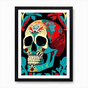 Skull With Pop Art Influences 1 Line Drawing Art Print