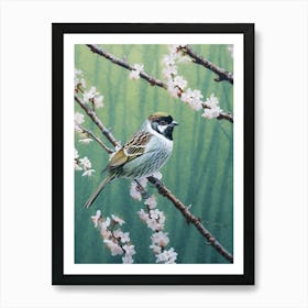 Ohara Koson Inspired Bird Painting Sparrow 1 Art Print