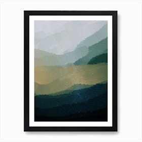 Minimal art abstract green mountain watercolor painting Art Print