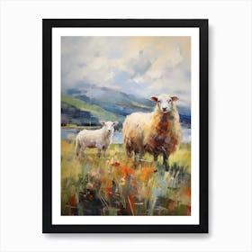 Sheep & Lamb By The Loch Linnhe 2 Art Print