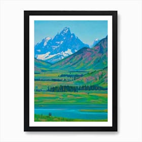 Grand Teton National Park United States Of America Blue Oil Painting 1  Art Print