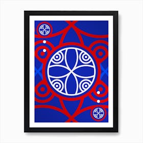 Geometric Abstract Glyph in White on Red and Blue Array n.0062 Art Print