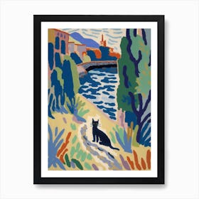Henri Matisse  Style Landscape At Collioure With A Cat 2 Art Print