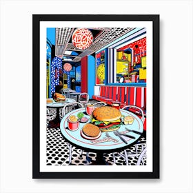 Abstract Diner Polka Dots Art Print