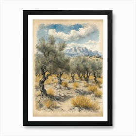 Olive Trees In The Desert Art Print