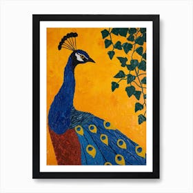 Peacock Mustard Sunset With Ivy 2 Art Print