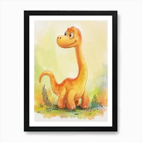 Cute Cartoon Amargasaurus Dinosaur 2 Art Print