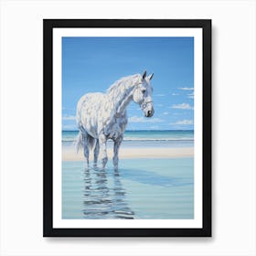 A Horse Oil Painting In Grace Bay Beach, Turks And Caicos Islands, Portrait 4 Art Print