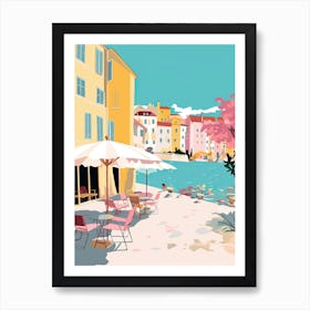 Nice, France, Flat Pastels Tones Illustration 1 Art Print