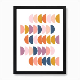 Modern Geometric Shapes in Purple Mustard and Navy Art Print