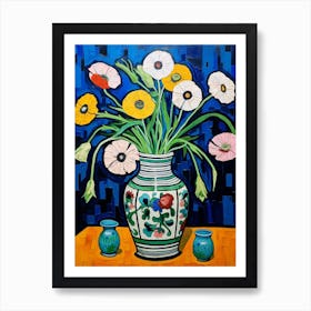 Flowers In A Vase Still Life Painting Cosmos 1 Art Print