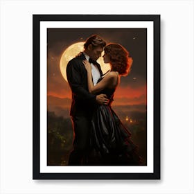 Romantic Echoes Lunar Art For Lovers Art Print