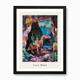 Colourful Dinosaur In A Crystal Cave 3 Poster Art Print