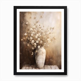 Forget Me Not, Autumn Fall Flowers Sitting In A White Vase, Farmhouse Style 4 Art Print