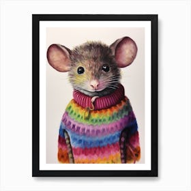 Baby Animal Wearing Sweater Shrew Art Print