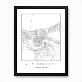 New Orleans Louisiana Street Map Art Print