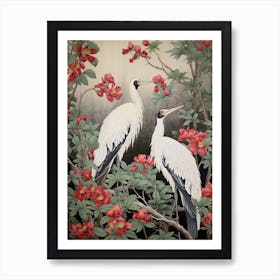 Woodland Sage And Bird 4 Vintage Japanese Botanical Art Print