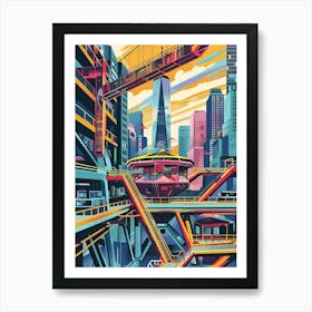 The Vessel New York Colourful Silkscreen Illustration 4 Póster