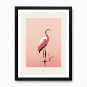 Minimalist Crane 3 Bird Poster Art Print