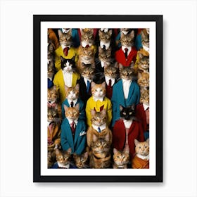 Many Cats In Suits Art Print