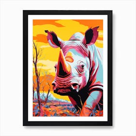 Pop Art Rhino In The Wild1 Art Print