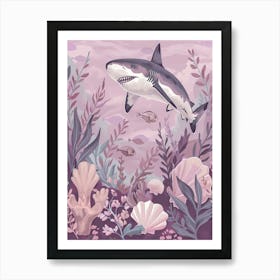 Purple Scalloped Hammerhead Shark 3 Art Print