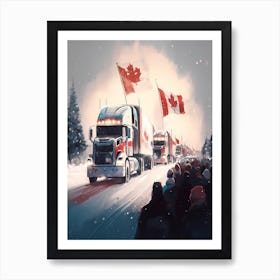 Deplorables Truckers Convoy - Canadian Flags Art Print