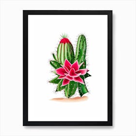 Christmas Cactus Marker Art Poster