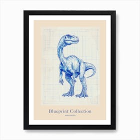 Maiasaura Dinosaur Blue Print Sketch 1 Poster Art Print