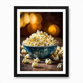 Popcorn In A Blue Plate Art Print