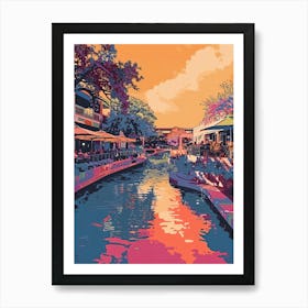 Duotone Illustration Red River Cultural District Austin Texas 3 Art Print