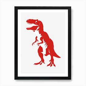Red T Rex Silhouette 1 Art Print