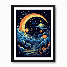 The Moon And Clouds Celestial 7 Art Print