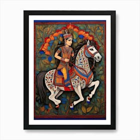 Default A Gracefully Galloping Man On A Majestic Horse Is Depi 1 Art Print