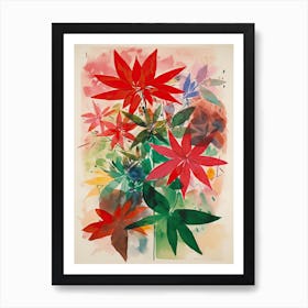 Poinsettia Flower Illustration 4 Art Print