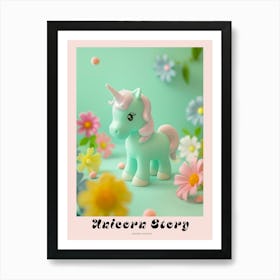 Toy Pastel Unicorn With Flowers 2 Poster Art Print