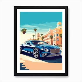 A Bentley Continental Gt In French Riviera Car Illustration 3 Art Print