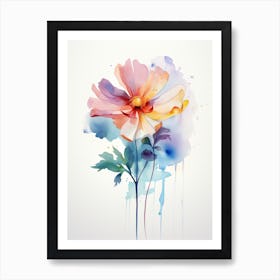 Watercolor Flower Isolated with White Background Art Print