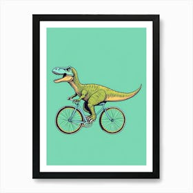 Dinosaur Riding A Bike 3 Art Print