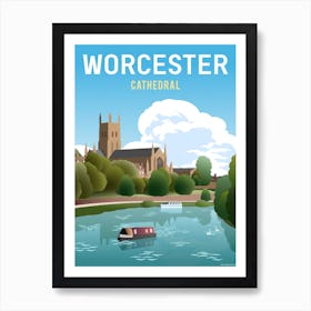 Worcester Cathedral River View Art Print