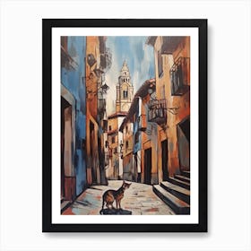 Painting Of Buenos Aires With A Cat In The Style Of Surrealism, Dali Style 1 Art Print