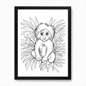 Line Art Jungle Animal Golden Lion Tamarin 1 Art Print