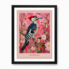 Floral Animal Painting Woodpecker 2 Poster Art Print