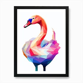 Colourful Geometric Bird Swan 1 Art Print