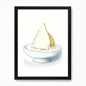 Ricotta Cheese Dairy Food Pencil Illustration Art Print