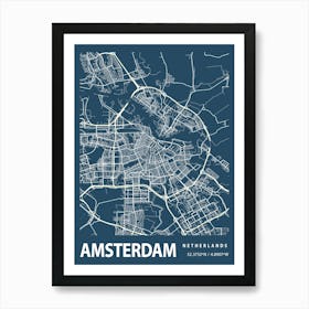 Amsterdam Blueprint City Map 1 Art Print