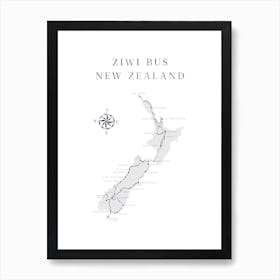 Kiwi Bus Route New Zealand Art Print