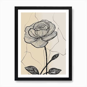 Line Art Roses Flowers Illustration Neutral 9 Art Print