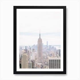 New York City Skyline View Black And White Art Print