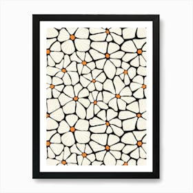 Flower Mosaic White Black Textured Hand Drawn Poster